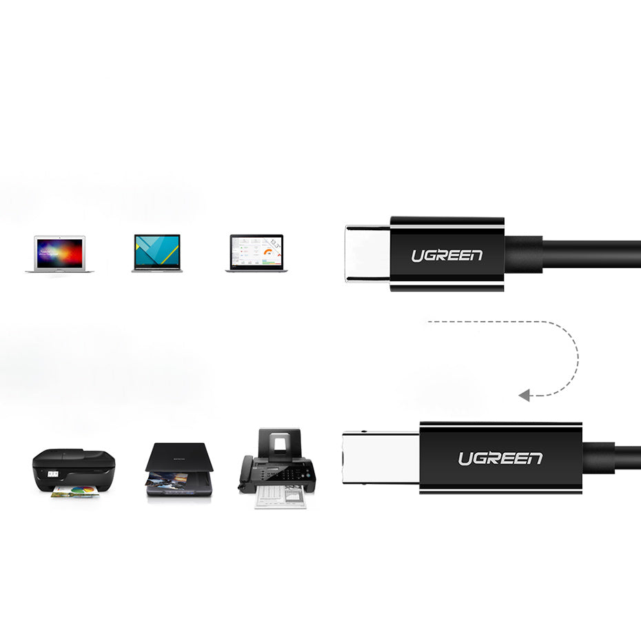Ugreen US241 USB-C 2.0 – USB-B kabelis 1 m – juodas -- Cell phone cables