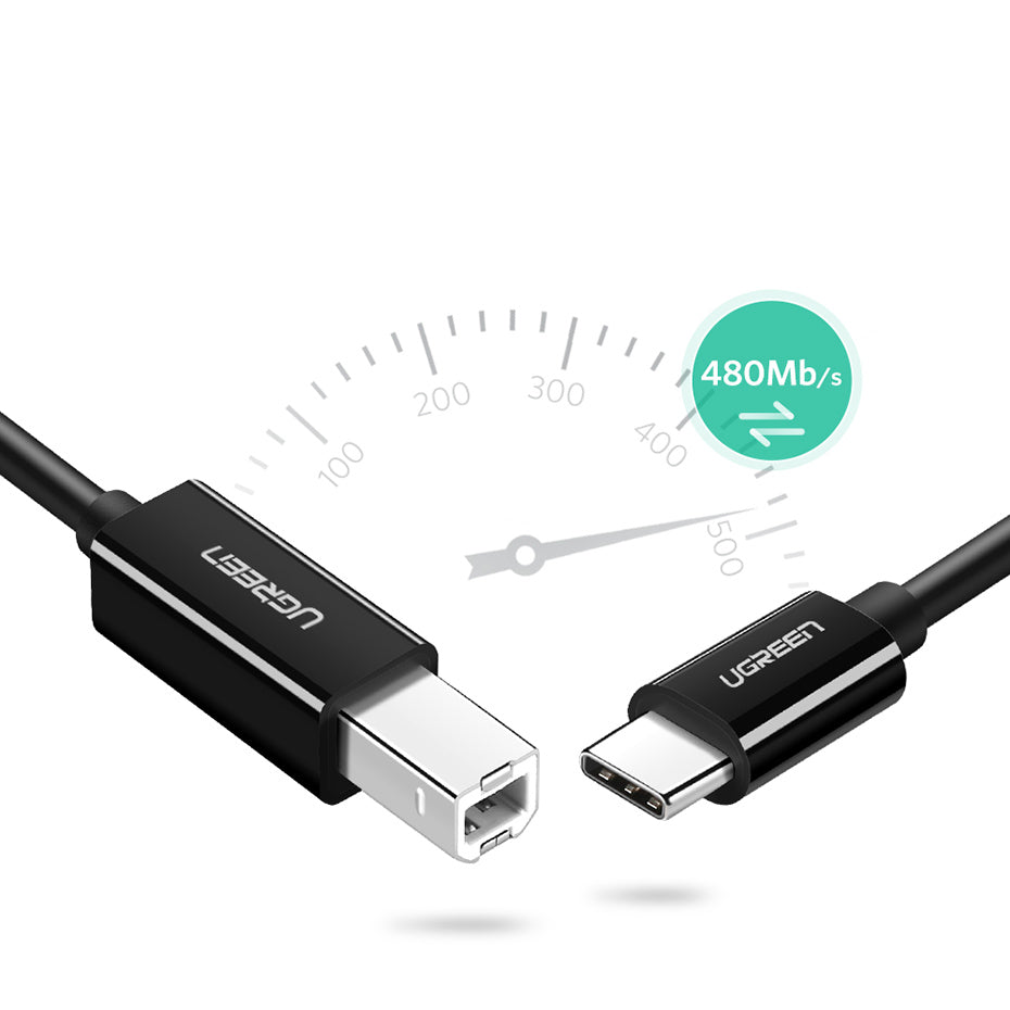 Ugreen US241 USB-C 2.0 – USB-B kabelis 1 m – juodas -- Cell phone cables