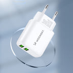 Wozinsky CUWCW 2.4A 2 x USB-A sieninis įkroviklis - baltas