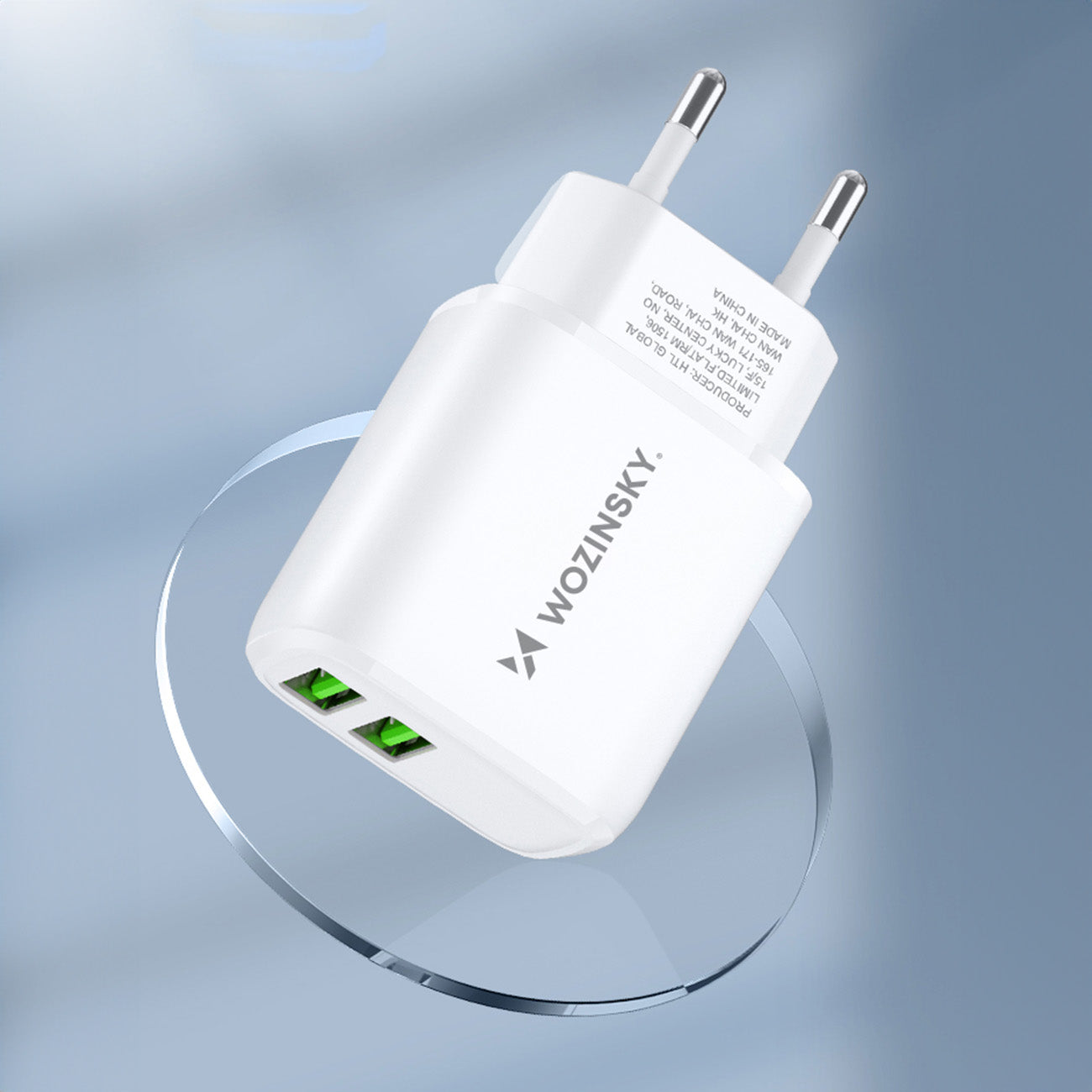 Wozinsky CUWCW 2.4A 2 x USB-A sieninis įkroviklis - baltas