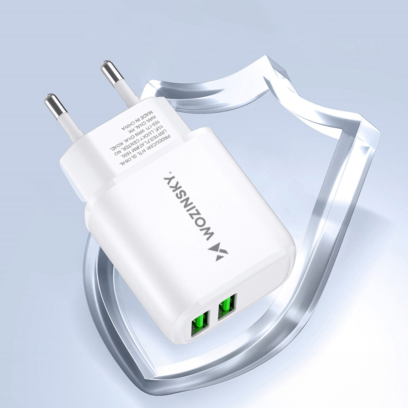 Wozinsky CUWCW 2.4A 2 x USB-A sieninis įkroviklis - baltas