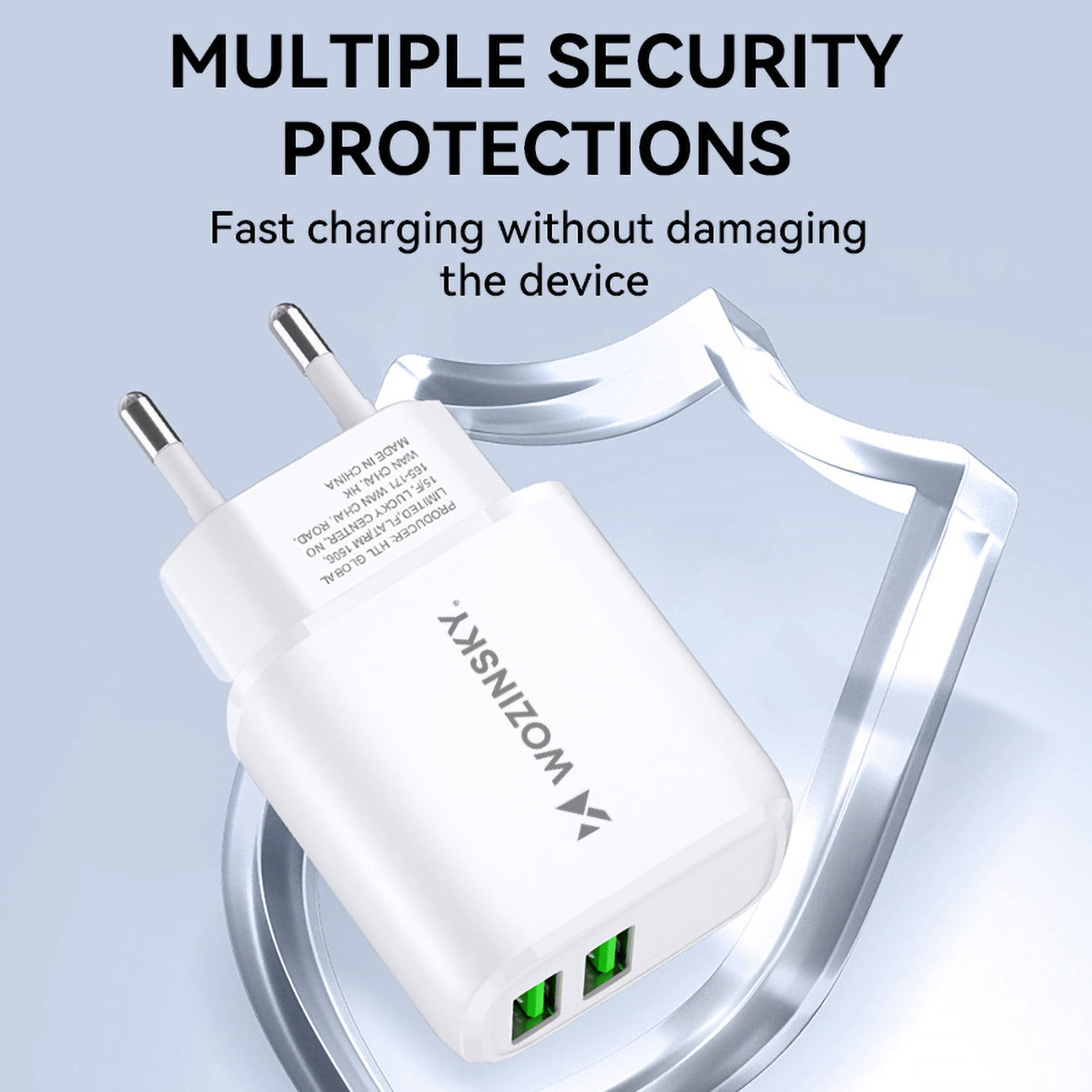 Wozinsky CUWCW 2.4A 2 x USB-A sieninis įkroviklis - baltas