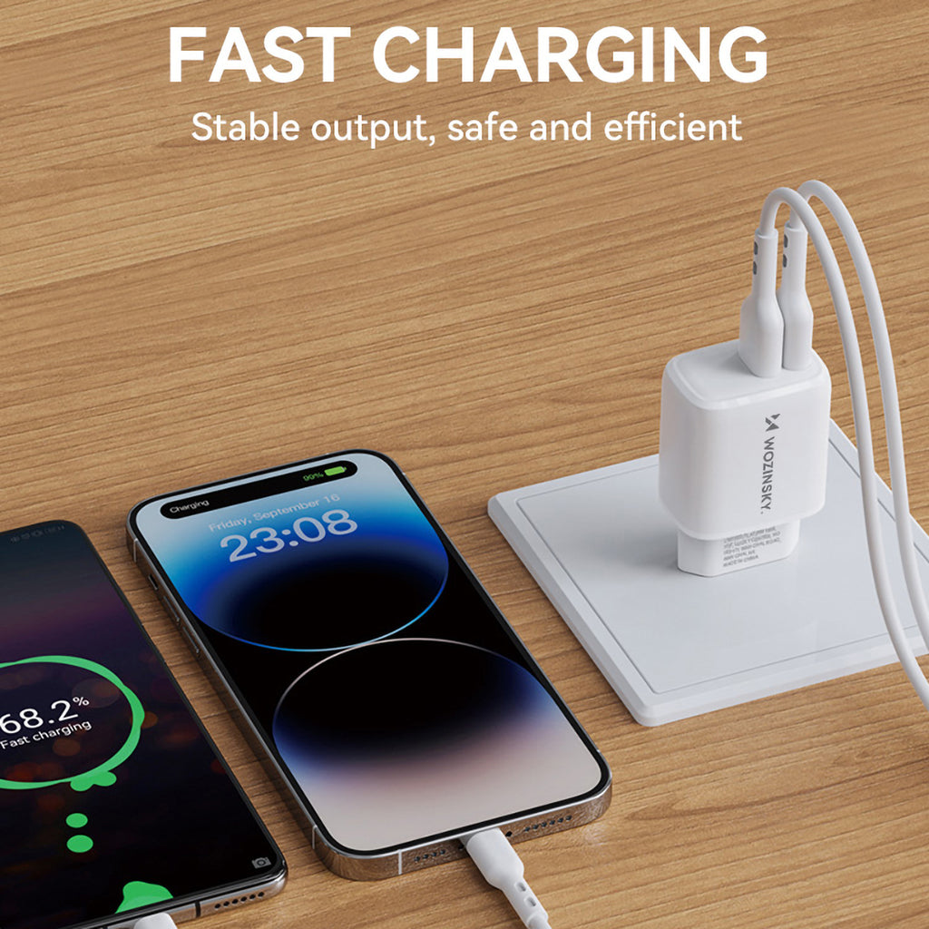 Wozinsky CUWCW 2.4A 2 x USB-A sieninis įkroviklis - baltas