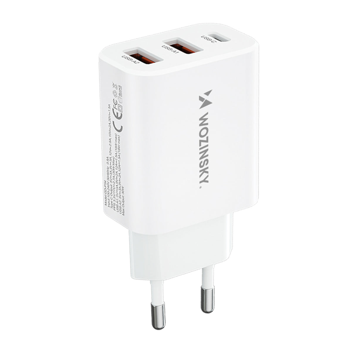 Wozinsky sieninis įkroviklis CWCUCW 30W USB-C / 2 x USB-A - baltas