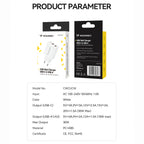 Wozinsky sieninis įkroviklis CWCUCW 30W USB-C / 2 x USB-A - baltas