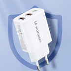 Wozinsky sieninis įkroviklis CWCUCW 30W USB-C / 2 x USB-A - baltas