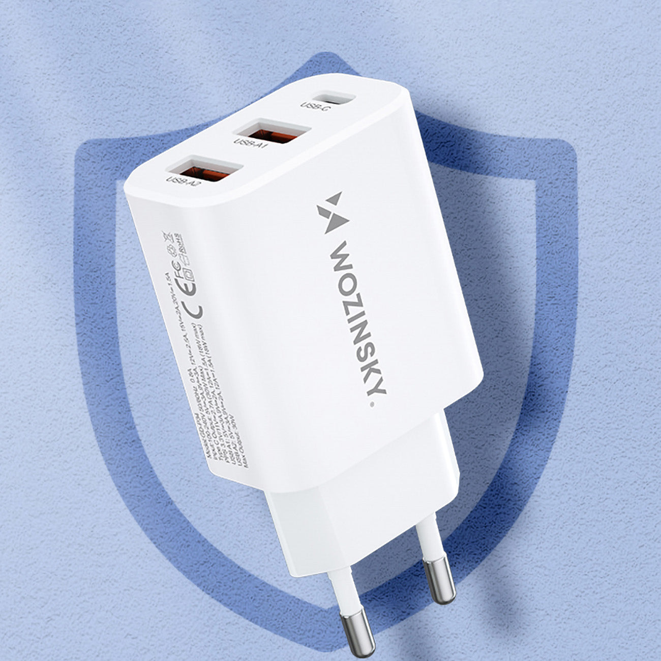 Wozinsky sieninis įkroviklis CWCUCW 30W USB-C / 2 x USB-A - baltas