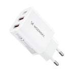 Wozinsky sieninis įkroviklis CWCUCW 30W USB-C / 2 x USB-A - baltas