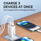 Wozinsky sieninis įkroviklis CWCUCW 30W USB-C / 2 x USB-A - baltas