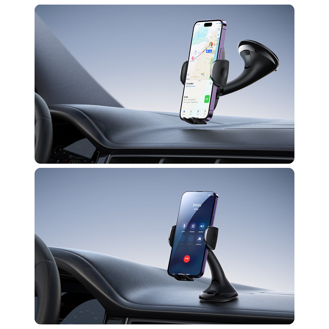 Joyroom JR-ZS259 universalus mechaninis automobilinis laikiklis telefonui prietaisų skydeliui / stiklui, juodas