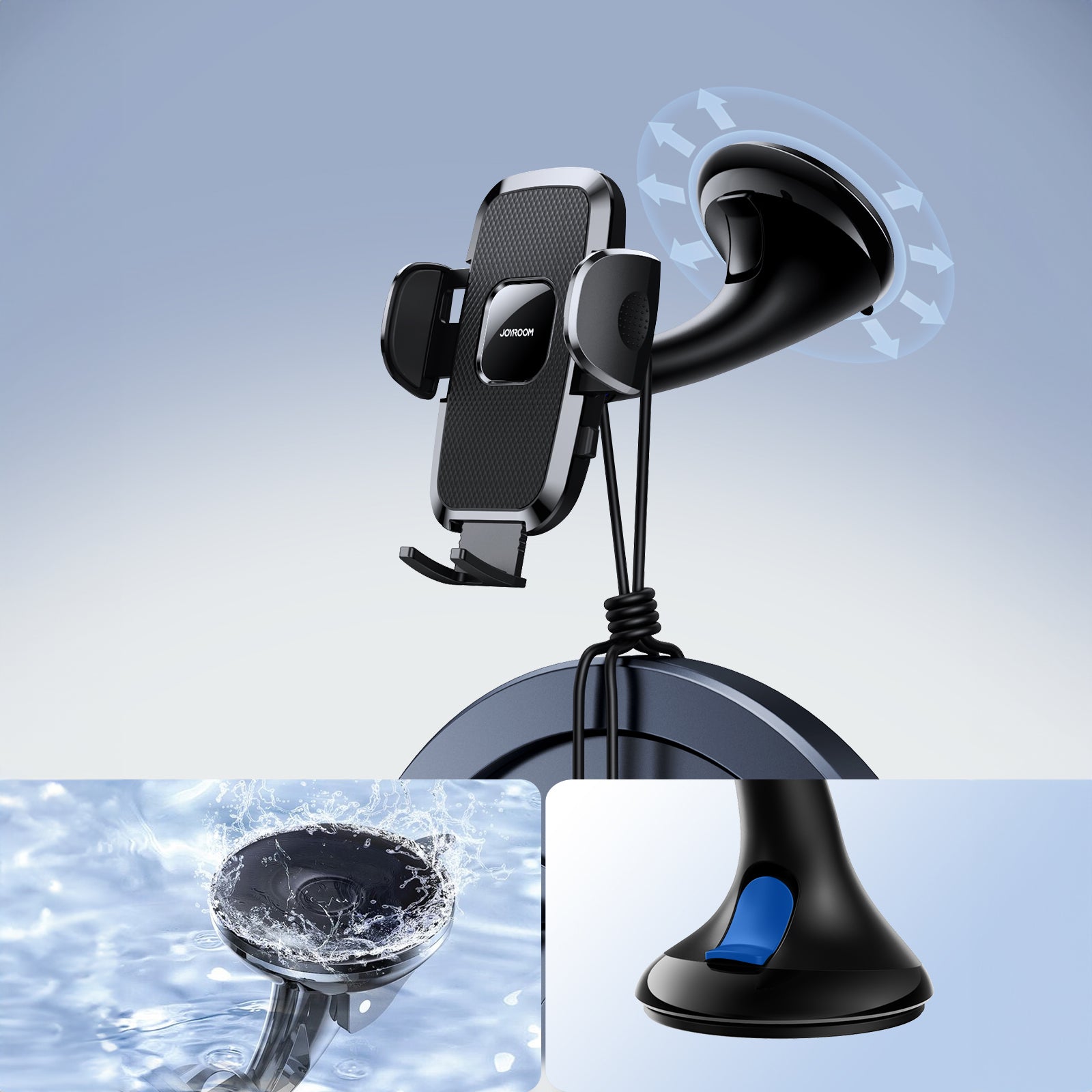 Joyroom JR-ZS259 universalus mechaninis automobilinis laikiklis telefonui prietaisų skydeliui / stiklui, juodas