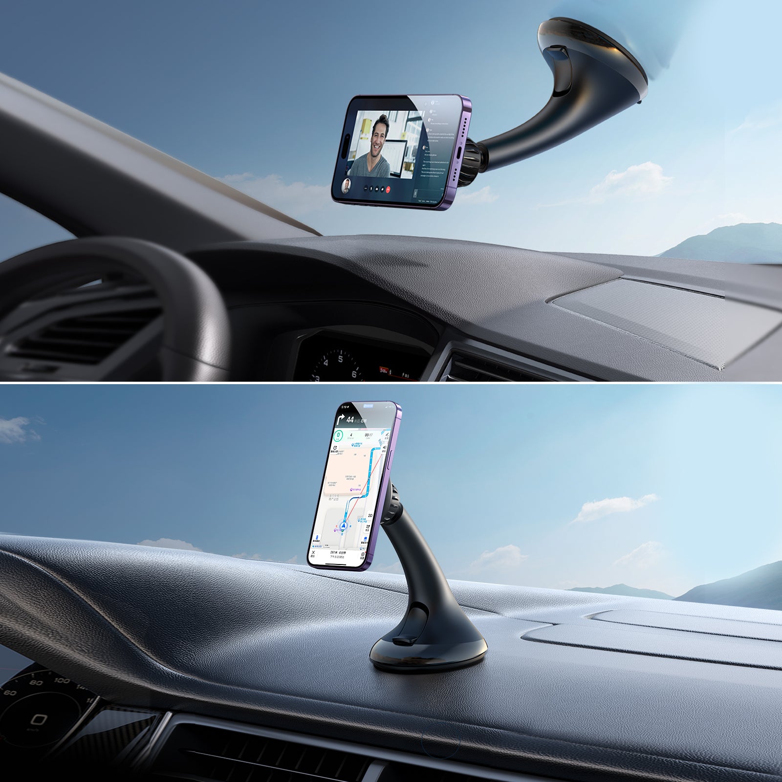 Joyroom JR-ZS356 universalus magnetinis automobilinis laikiklis telefonui prietaisų skydeliui / stiklui, juodas