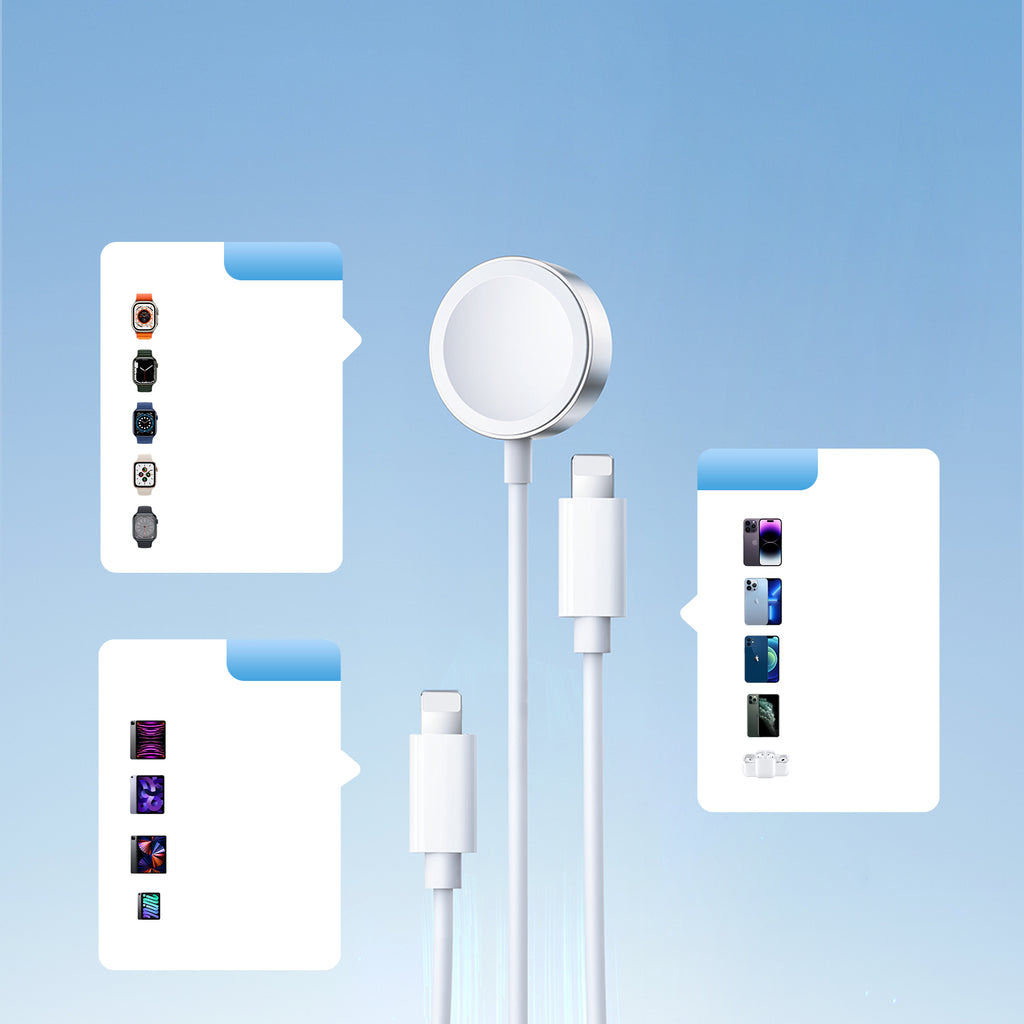 Joyroom laidas S-IW007 3-in-1 USB-A magnetinis įkroviklis - Lightning 1.2m - baltas