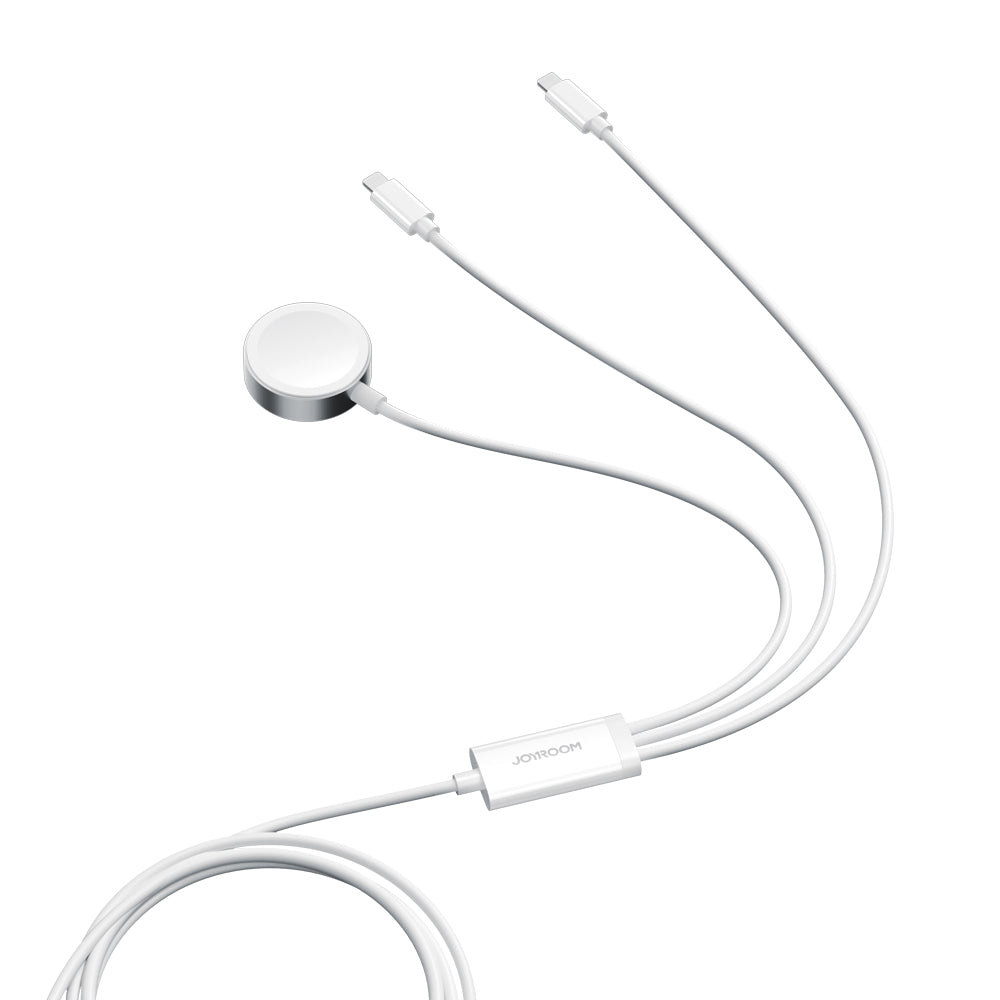 Joyroom laidas S-IW007 3-in-1 USB-A magnetinis įkroviklis - Lightning 1.2m - baltas