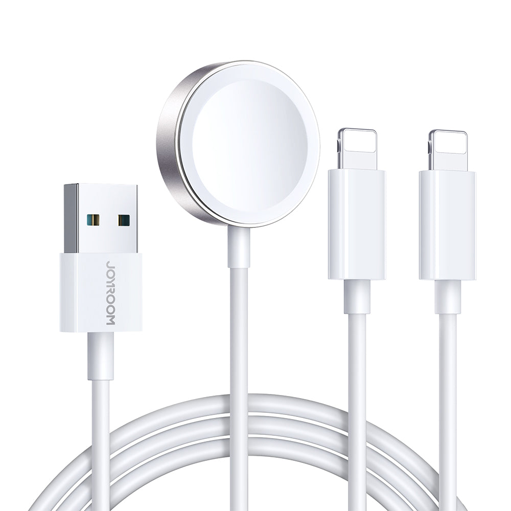 Joyroom laidas S-IW007 3-in-1 USB-A magnetinis įkroviklis - Lightning 1.2m - baltas