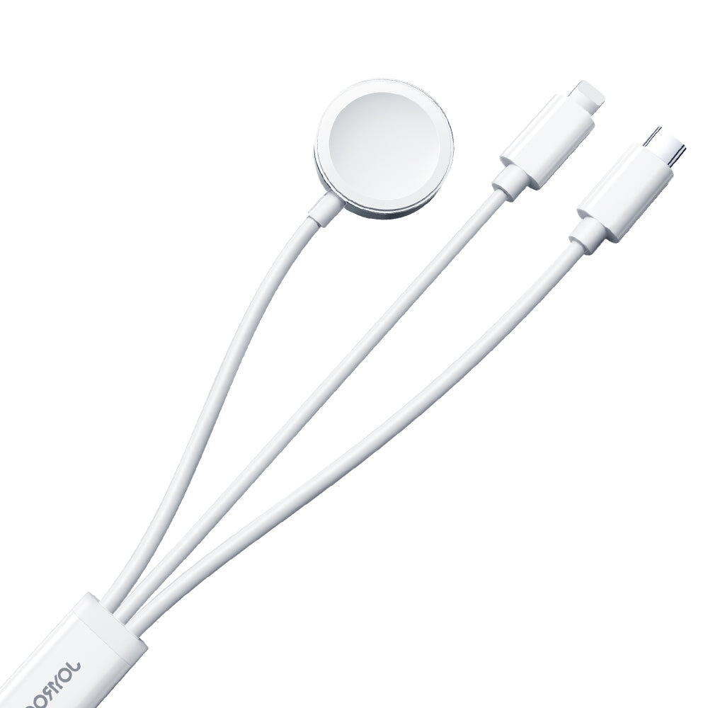 Joyroom laidas S-IW008 3-in-1 magnetinis įkroviklis USB-A - Lightning/USB-C 1.2m - baltas