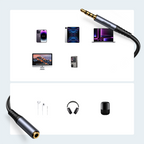 Joyroom stereo garso kabelis AUX 3,5 mm mini lizdas (vyriškas) - mini lizdas (moteriškas) 1,2 m juodas (SY-A09)