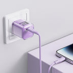 Acefast įkroviklis A53 PD 30W GaN USB-C su ekranu - violetinis
