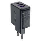 Acefast įkroviklis A57 PD 35W GaN 2 x USB-A + USB-C su 3 jungtimis - juodas