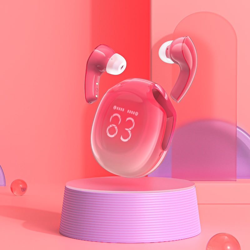 Acefast T9 Bluetooth 5.3 į ausis įdedamos belaidės ausinės – raudonos spalvos