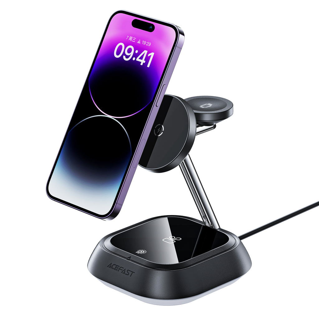 Acefast indukcinė įkrovimo stotelė E16 3in1 15W telefonui / ausinėms / laikrodžiui - juoda
