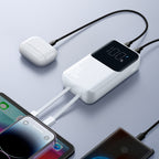 Mini išorinė baterija su integruotais laidais Joyroom JR-PBC06 30W 10000mAh - baltas