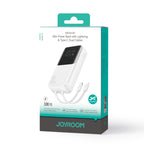 Mini išorinė baterija su integruotais laidais Joyroom JR-PBC06 30W 10000mAh - baltas
