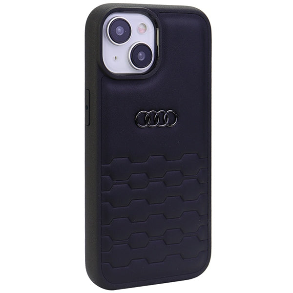 Audi GT Synthetic Leather dėklas iPhone 15 Plus – juodas