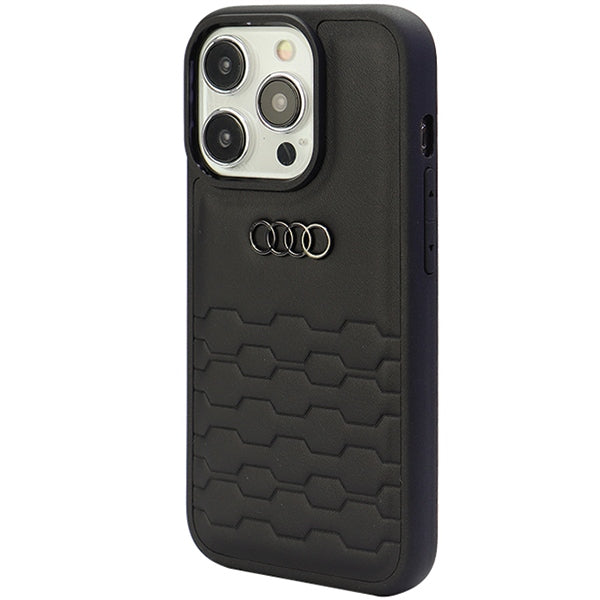 Audi GT Synthetic Leather dėklas iPhone 15 Pro Max – juodas