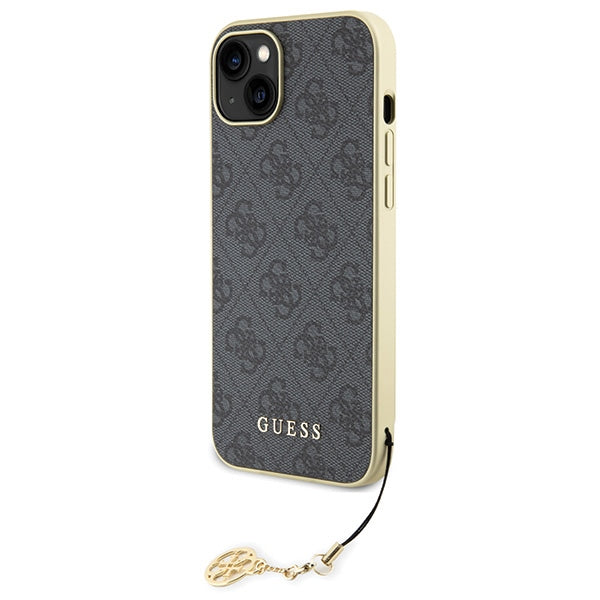 Guess 4G Charm dėklas iPhone 15 Plus – pilkas