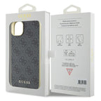 Guess 4G Charm dėklas iPhone 15 Plus – pilkas