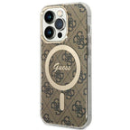 Guess MagSafe dėklas iPhone 15 Pro – rudas