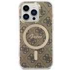 Guess MagSafe dėklas iPhone 15 Pro – rudas