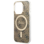 Guess MagSafe dėklas iPhone 15 Pro – rudas