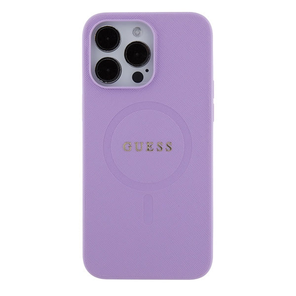 Guess Saffiano MagSafe dėklas iPhone 15 Pro – violetinis -- iPhone 15 Pro