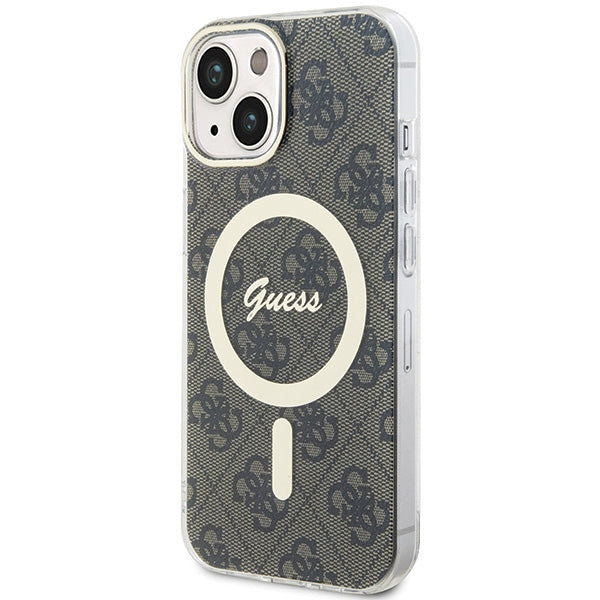 Guess 4G MagSafe dėklas iPhone 15 Plus – rudas