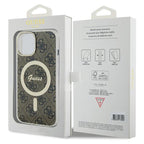 Guess 4G MagSafe dėklas iPhone 15 Plus – rudas