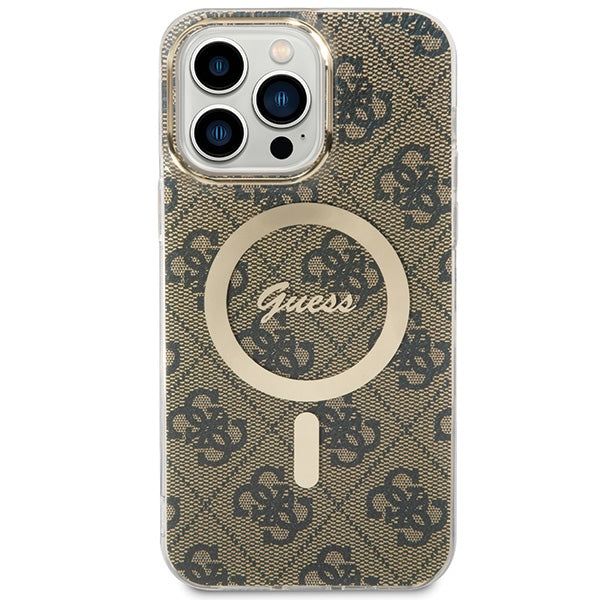 Guess MagSafe dėklas iPhone 15 Pro Max – rudas