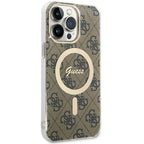 Guess MagSafe dėklas iPhone 15 Pro Max – rudas