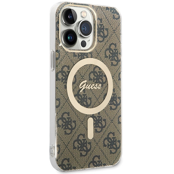 Guess MagSafe dėklas iPhone 15 Pro Max – rudas