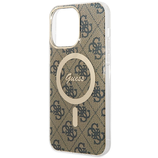 Guess MagSafe dėklas iPhone 15 Pro Max – rudas