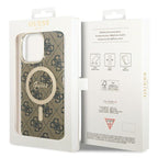 Guess MagSafe dėklas iPhone 15 Pro Max – rudas