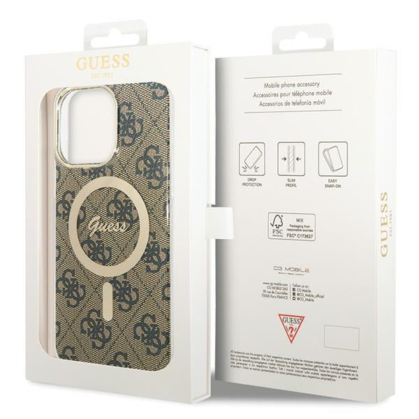 Guess MagSafe dėklas iPhone 15 Pro Max – rudas