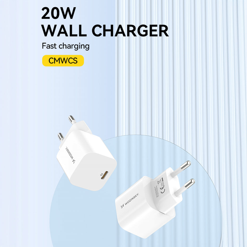 Wozinsky sieninis įkroviklis CMWCS USB-C PD 20W - baltas