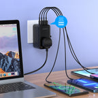 Choetech kelioninis adapteris PD6028 EU / US / AUS / UK 2x USB-C 2x USB-A 100W - juodas -- Cell phone chargers