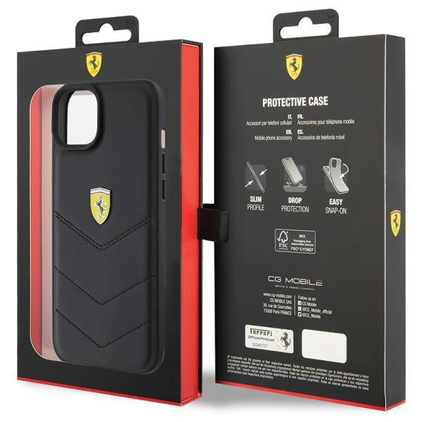 Ferrari odinis dėklas iPhone 15 Plus – juodas