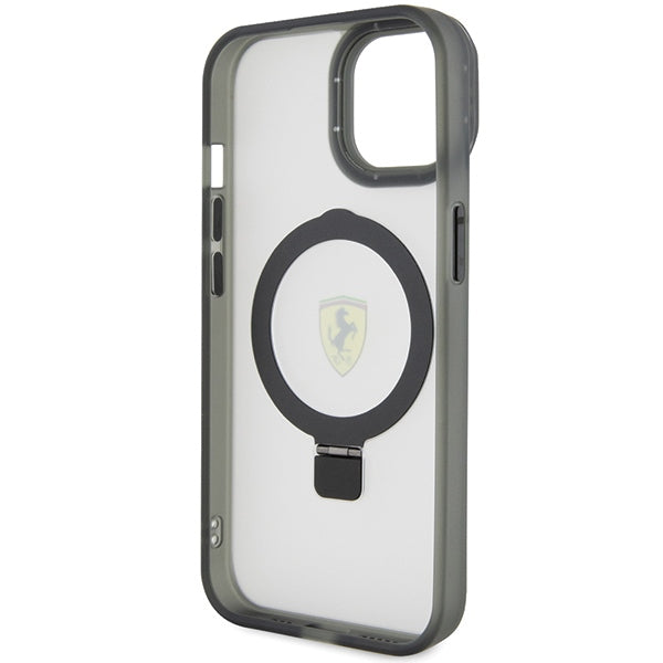 Ferrari MagSafe dėklas su žiedu-stovu iPhone 15 – skaidrus
