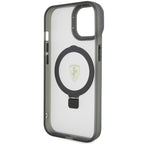 Ferrari MagSafe dėklas su žiedu-stovu iPhone 15 – skaidrus