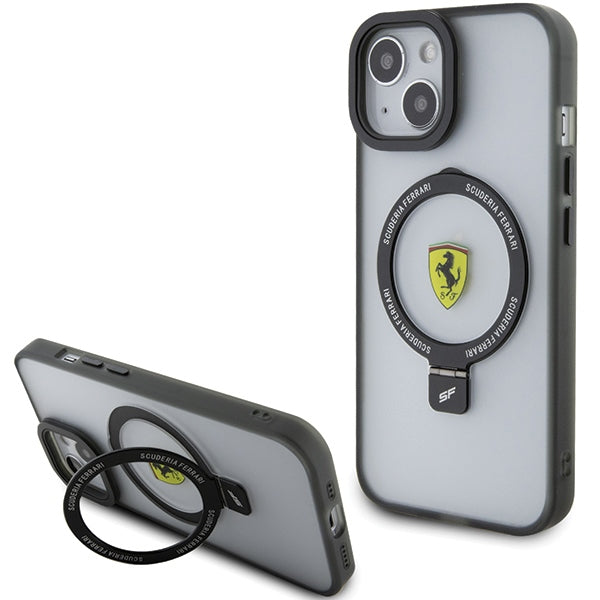Ferrari MagSafe dėklas su stovu iPhone 15 – juodas -- iPhone 15