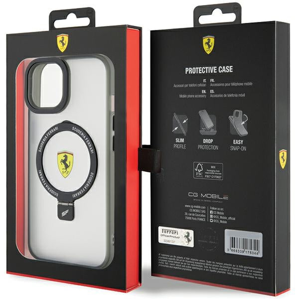 Ferrari MagSafe dėklas su stovu iPhone 15 – juodas -- iPhone 15